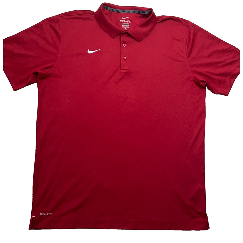 Nike Dri Fit Mens Red Short Sleeve Polo Shirt Size XL